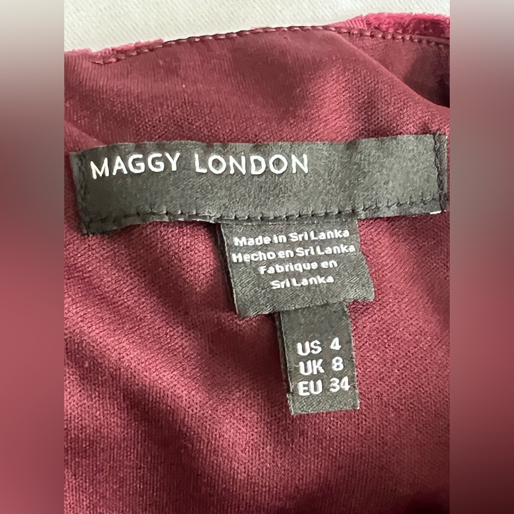 Maggy London Womens 4 Maroon Burnout Velvet Patterned Cold Shoulder Midi Dress - Picture 4 of 10